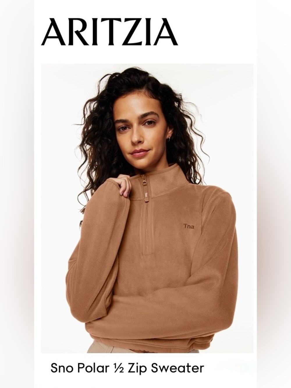 TNA Aritzia Sno Polar Fleece 1/2 Zip Cropped Sweatshirt,Sz-XS(?S-M)P2P-19”19.25”